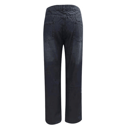 Damen High-Waist Ripped Jeans Mit Fransen und Lochdetails
