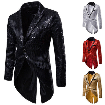 Herren Blazer Elegant Pailletten Luxus Schnitt Modern
