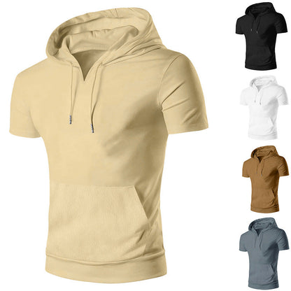 Herren Kapuzenshirt Modern mit Kängurutasche V-Ausschnitt - BerlinGlamour