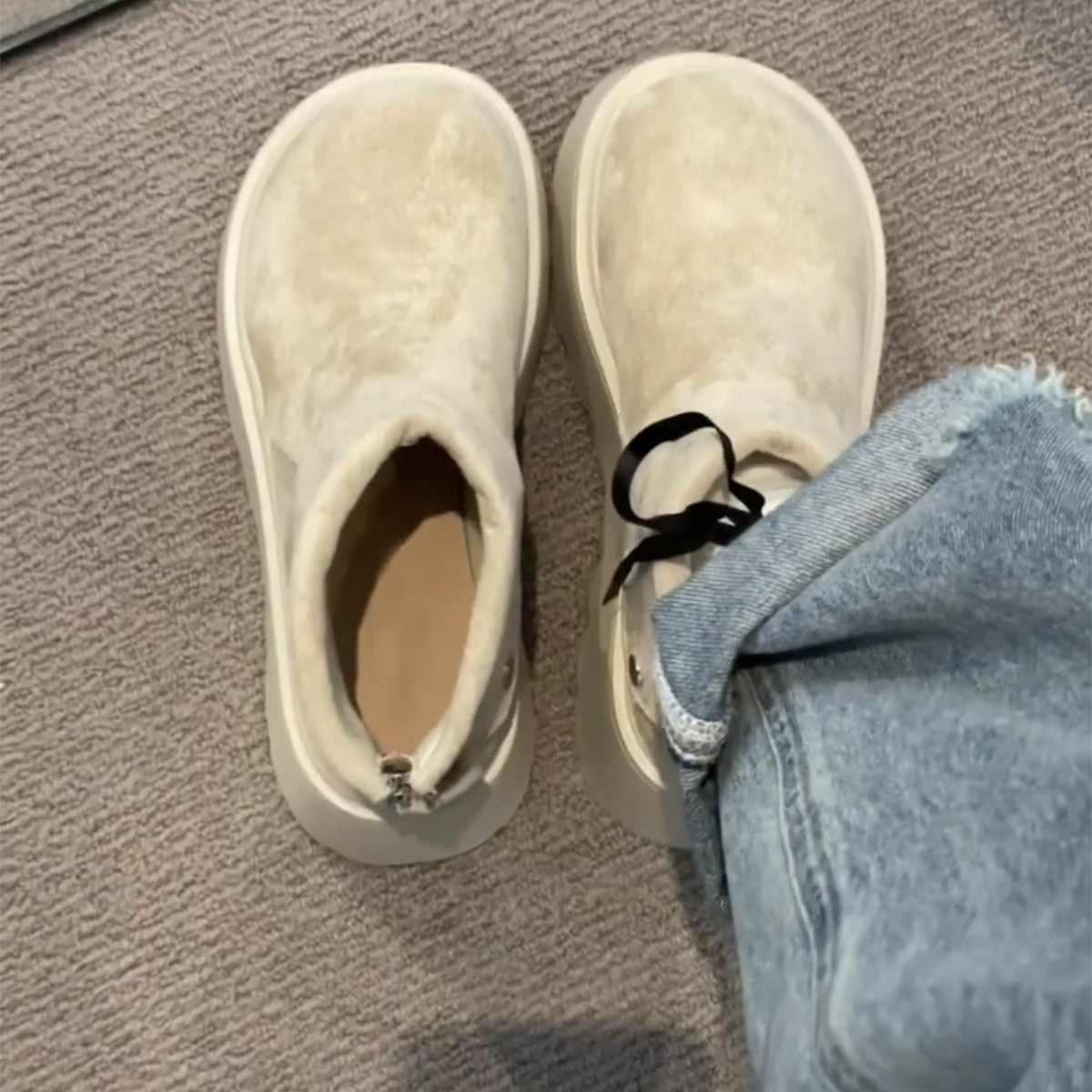 Damen Stiefeletten Plateau Schuhe Mit Druckknöpfen Hoch Modisch