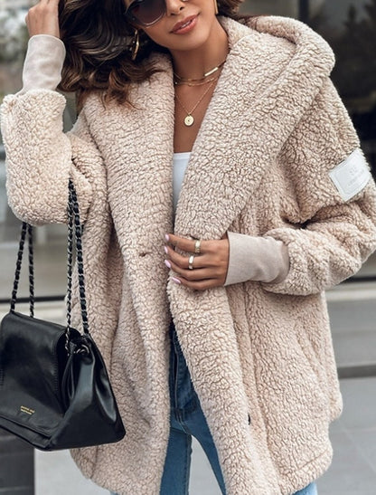 Teddyjacke Damen Oversized Flauschig Mit Taschen