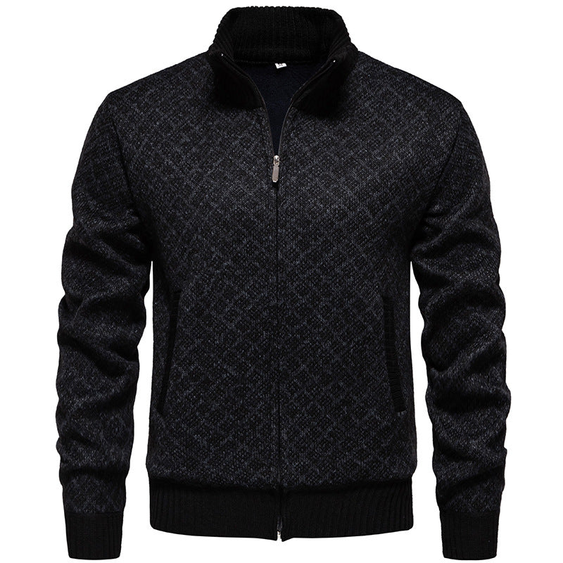 Herren Strickjacke Rautenmuster Modern Reißverschluss