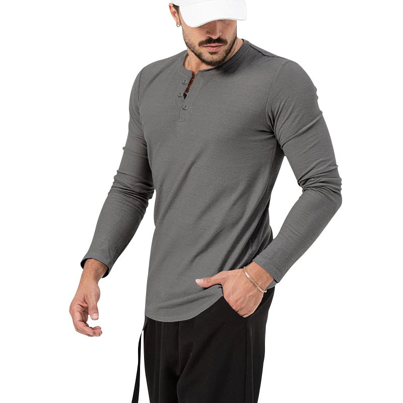Herren Langarmshirt Mit Knopfverschluss Modern