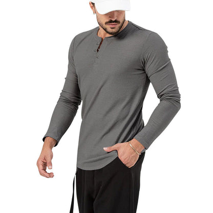 Herren Langarmshirt Mit Knopfverschluss Modern