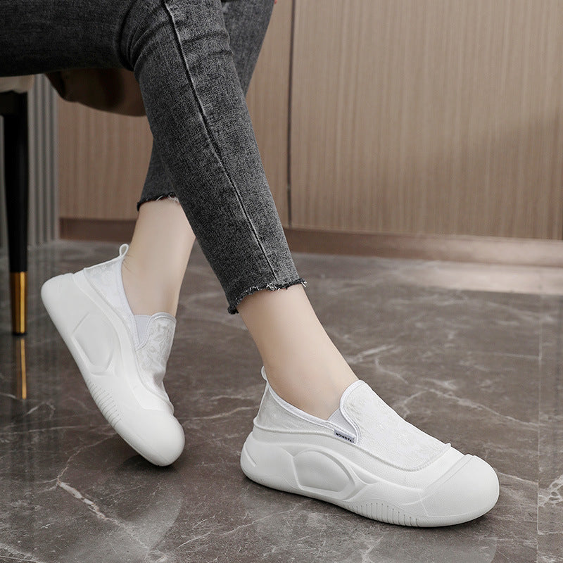 Damen Sneaker Slip-On Bequem Floralmuster Rutschfest