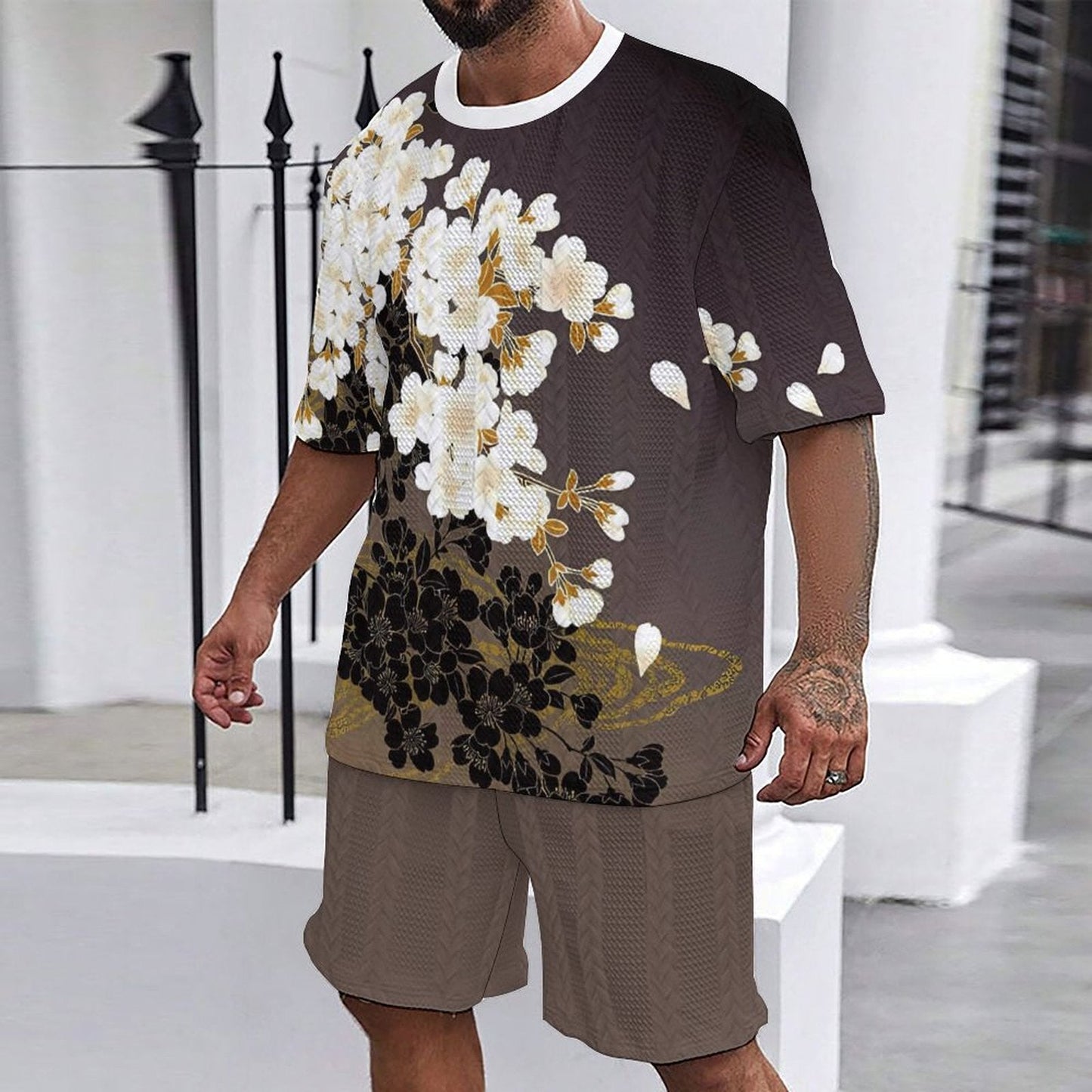 Herren Set mit Blumenmuster Trendy Sommer