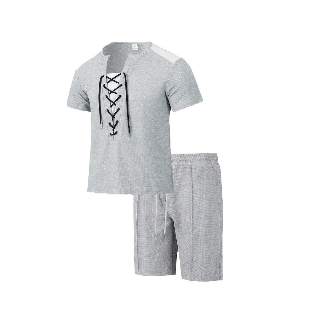 Herren Sportset Kurzarm mit Schnürung Modern
