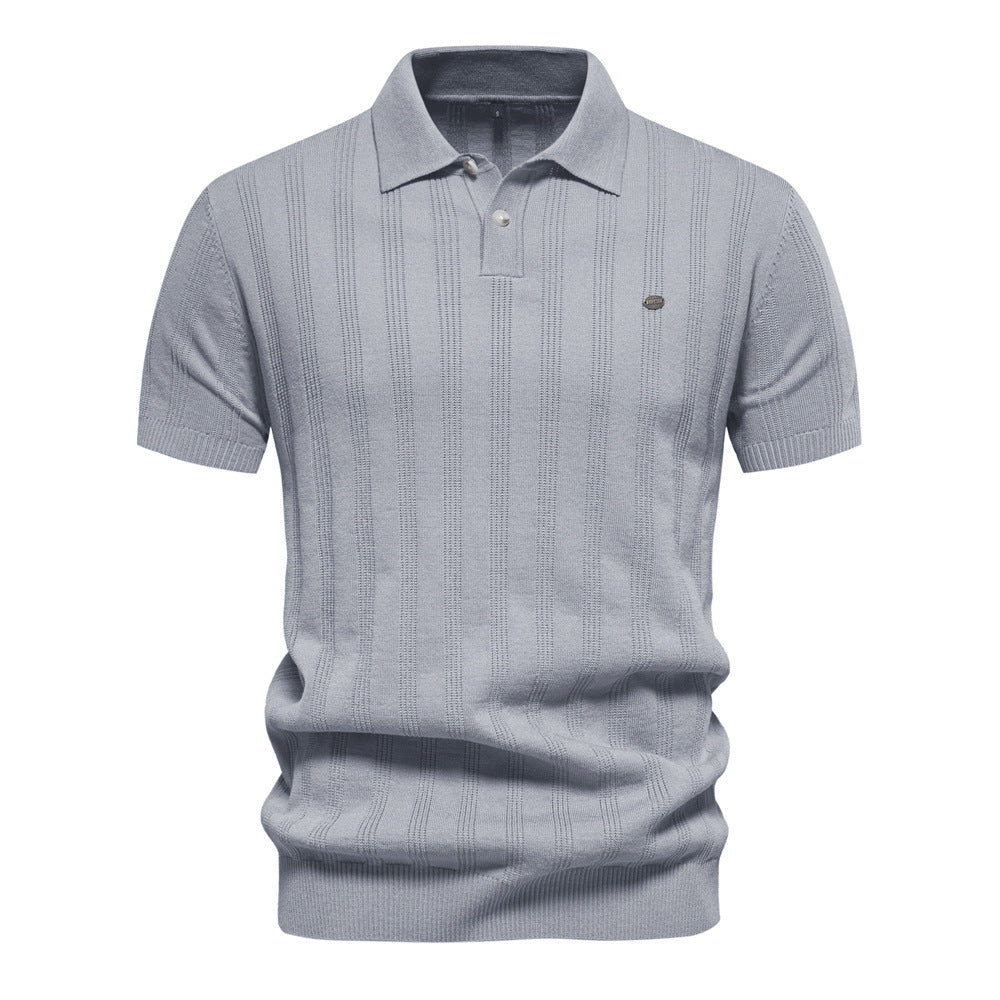 Herren Polo-Shirt Kurzarm Streifenmuster Modern