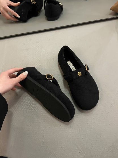 Damen Filzschuhe Elegante Schnalle Warm