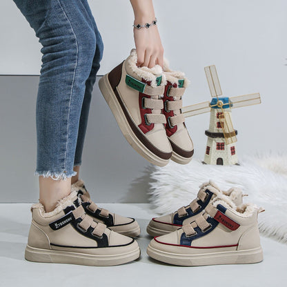 Damen Sneaker Warmgefüttert Sportlich Klettverschluss
