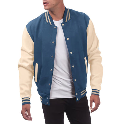 Herren Retrojacke Sportlich mit Kontrastärmeln Modern