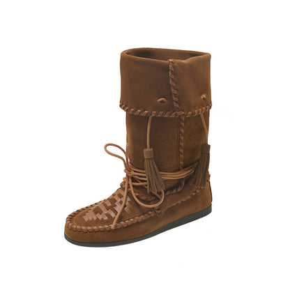 Damen Mokassins Fransen Handgemacht Chic