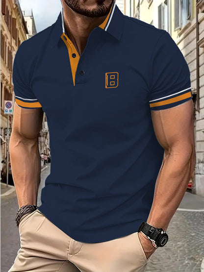 Herren Poloshirt Kurzarm Modern mit Kontraststreifen