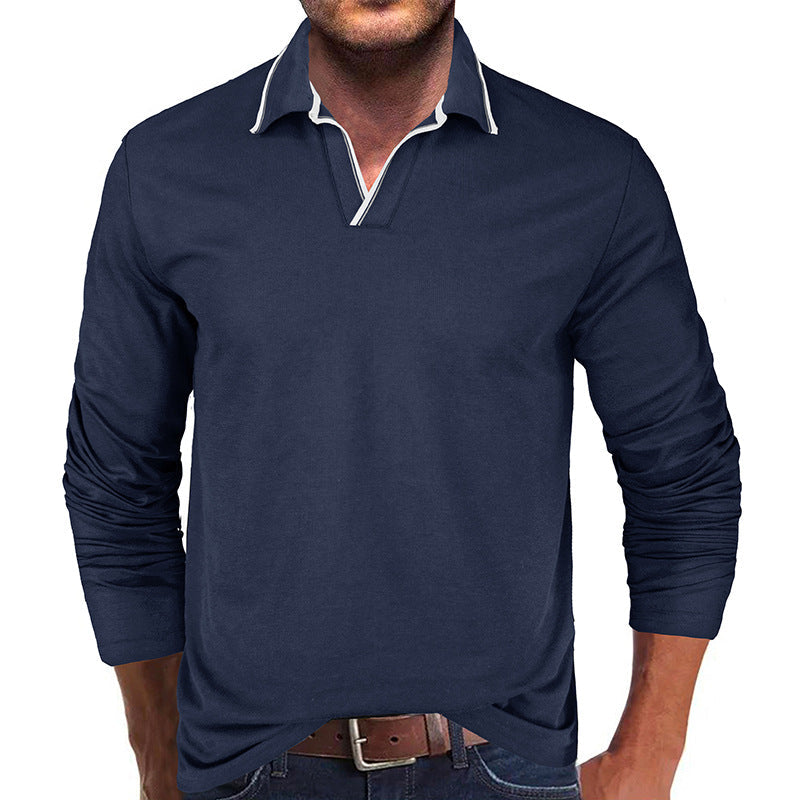 Herren Polo Langarmshirt Modern mit Stilvollem Kragen