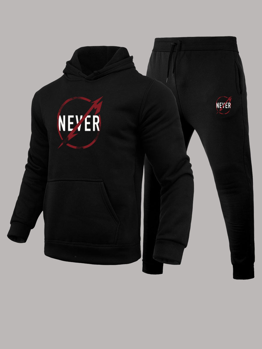 Herren Sportset Kapuzenpullover Jogginghose Motivationsaufdruck
