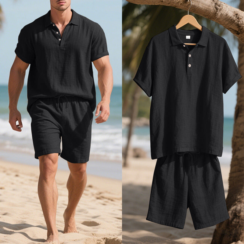 Herren Sommeroutfit Kurzarm Polo Shorts Modern