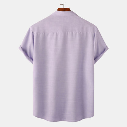 Herren Kurzarmhemd Modern Slim Fit Stehkragen