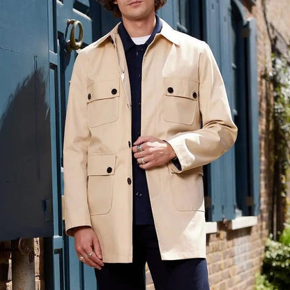 Herren Jacke Elegant mit aufgesetzten Taschen Modern