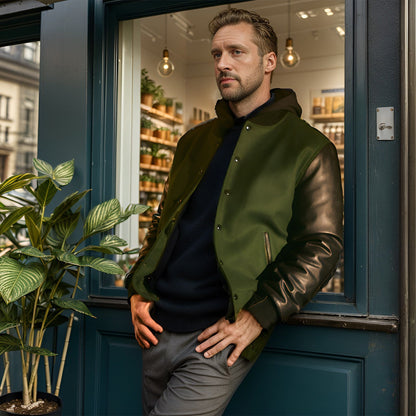 Herren Bomberjacke Modern mit Kontrastärmeln Schlicht - BerlinGlamour