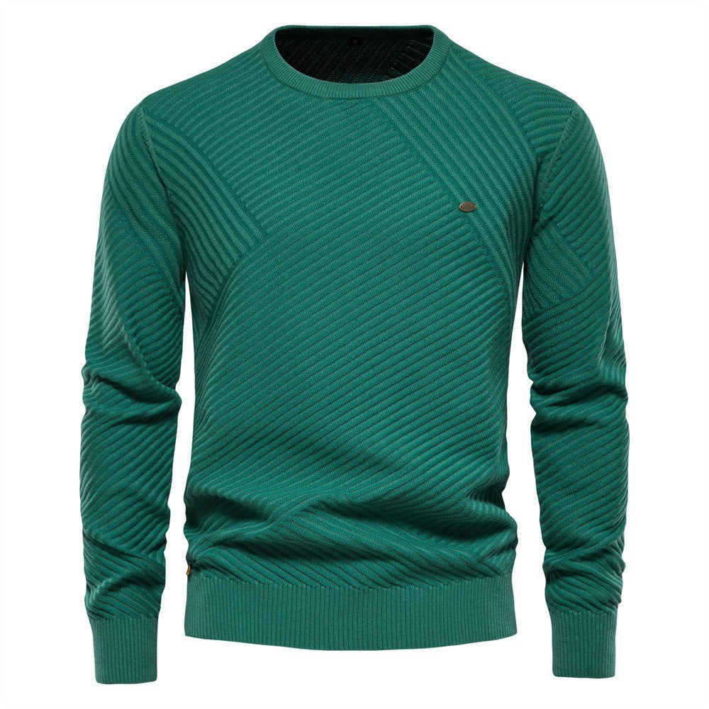 Herren Strickpullover Modern Diagonal Muster Grau