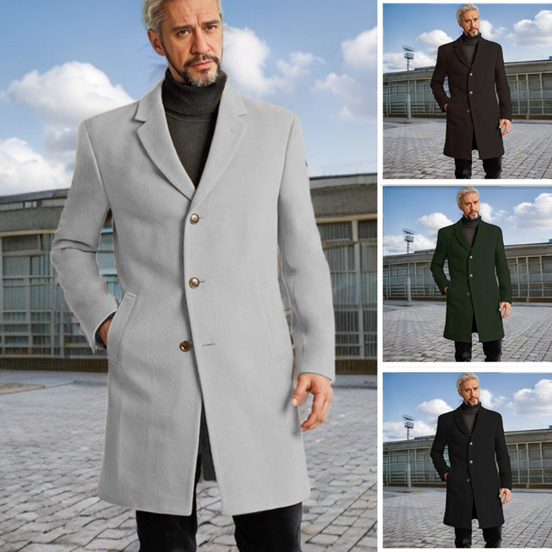 Herren Langmantel Elegant Modern mit Knöpfen Schwarz - BerlinGlamour