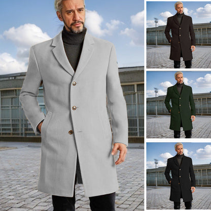 Herren Langmantel Elegant Modern mit Knöpfen Schwarz - BerlinGlamour