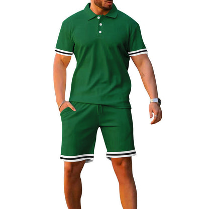 Herren Sportset Poloshirt Shorts Komplett Sportlich