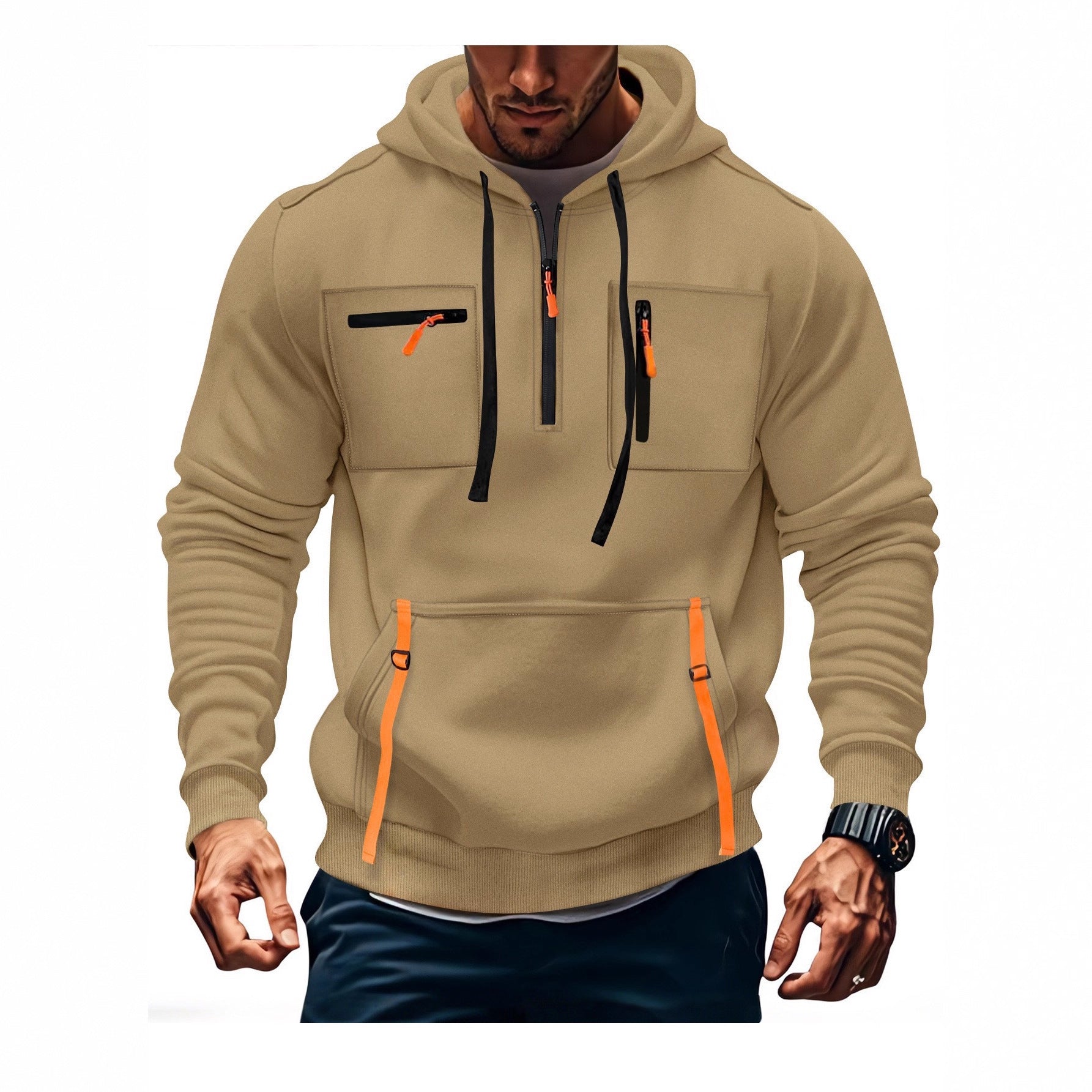 Herren Kapuzenpullover Modern mit Reißverschlusstaschen - BerlinGlamour