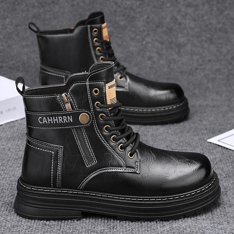 Damen Stiefeletten Robust Reißverschluss Modisch Schwarz