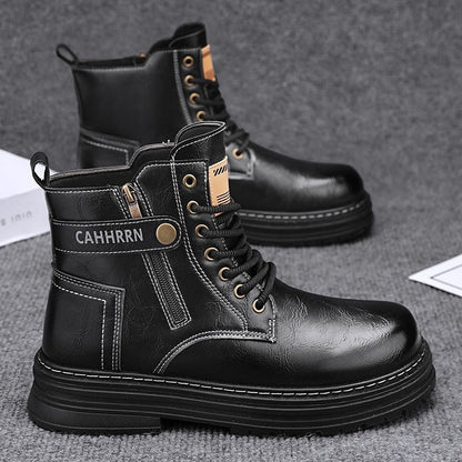 Damen Stiefeletten Robust Reißverschluss Modisch Schwarz