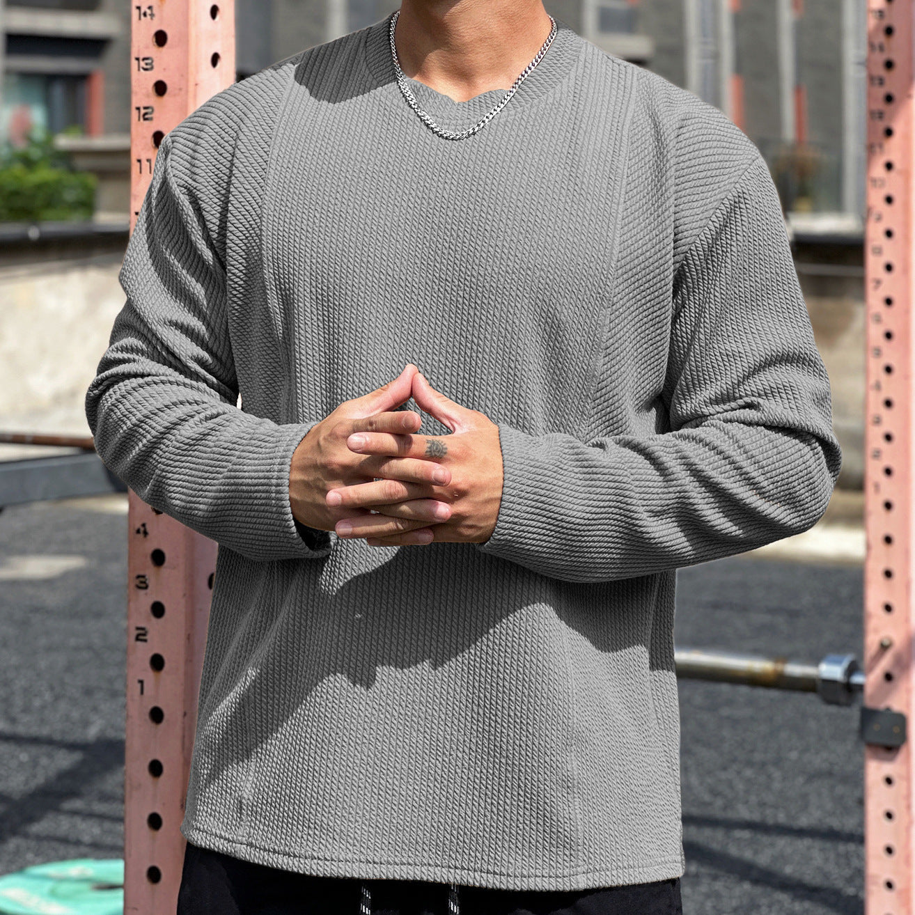 Herren Sweatshirt Lässig Strukturiert Mit Taschen