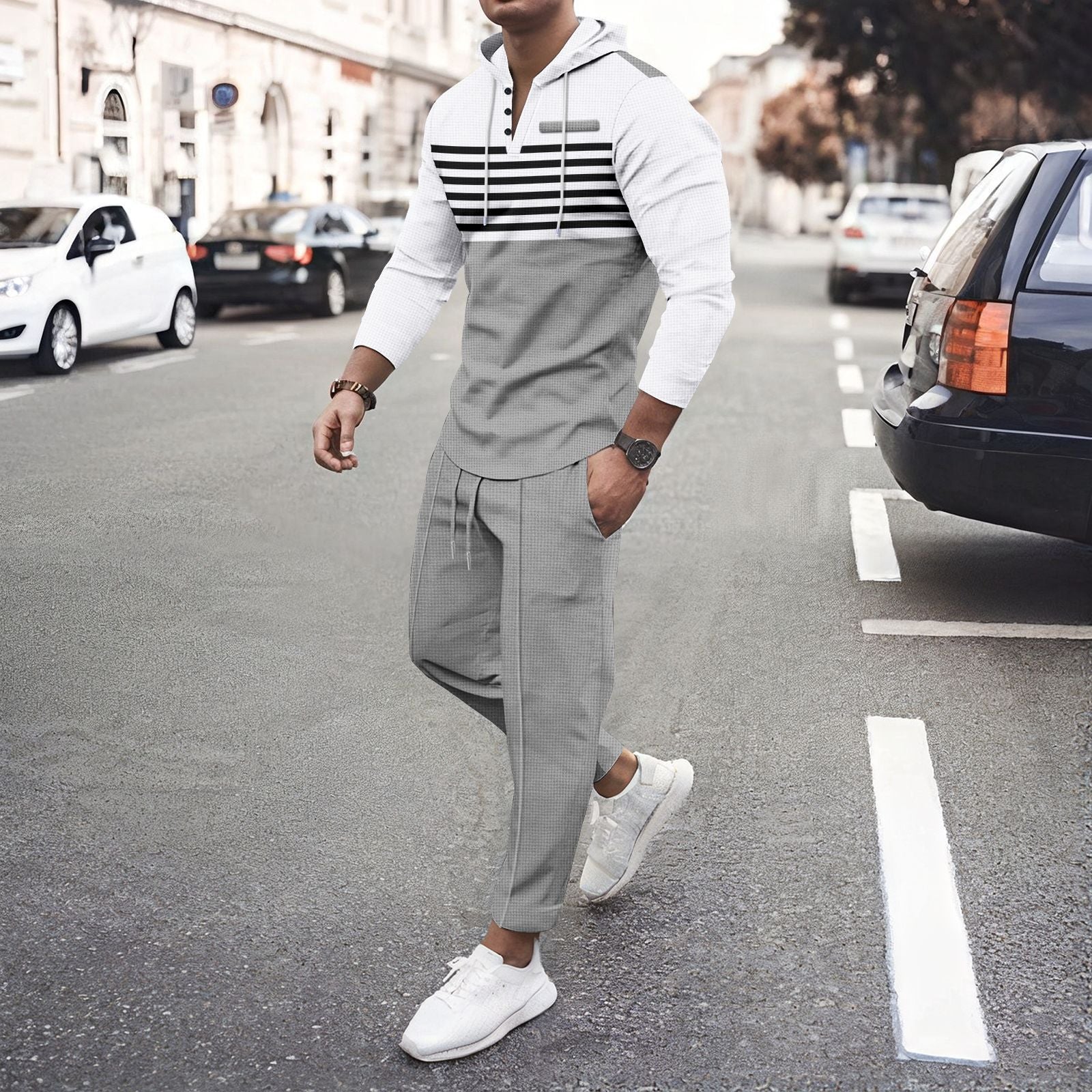 Herren Hoodie Set Kapuze Kordelzug Modern - BerlinGlamour