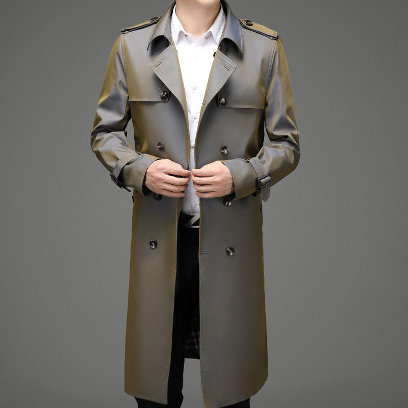 Herren Trenchcoat Modern mit Doppelknopf und Taschen