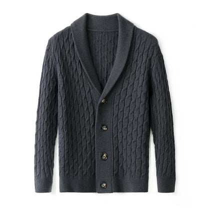 Herren Strickjacke Modern Kabelmuster Eleganter Kragen