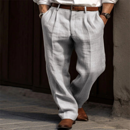 Herren Leinenhose Elegant Bein Gerafft Sommer