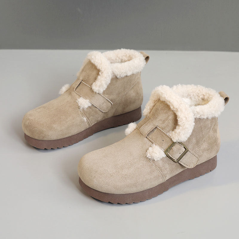 Damen Winterstiefeletten Bequem Weich mit Riemchen Modern