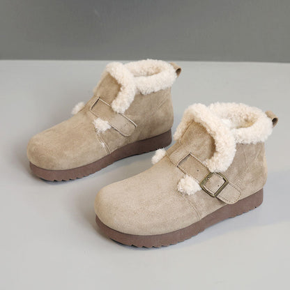 Damen Winterstiefeletten Bequem Weich mit Riemchen Modern
