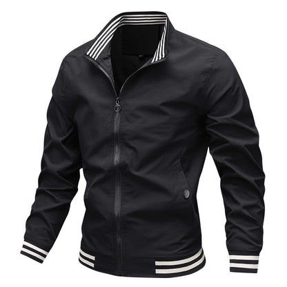Herren Übergangsjacke Sportlich Streifen Kragen Modern