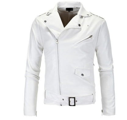 Lederjacke Herren Bikerstyle Asymmetrisch Schwarz