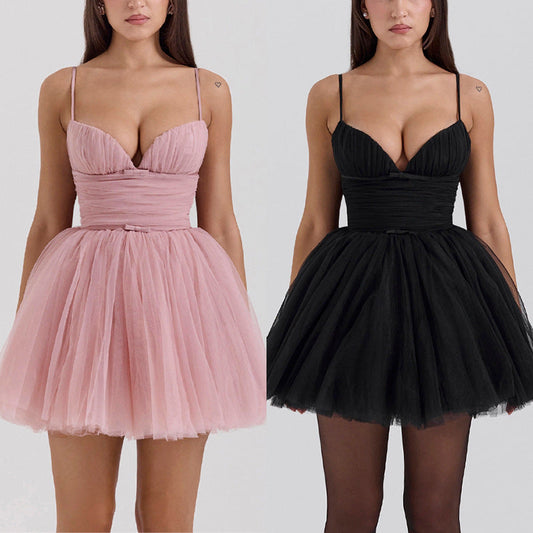 Frauen Tüllkleid mit Trägern und Schwingrock - BerlinGlamour