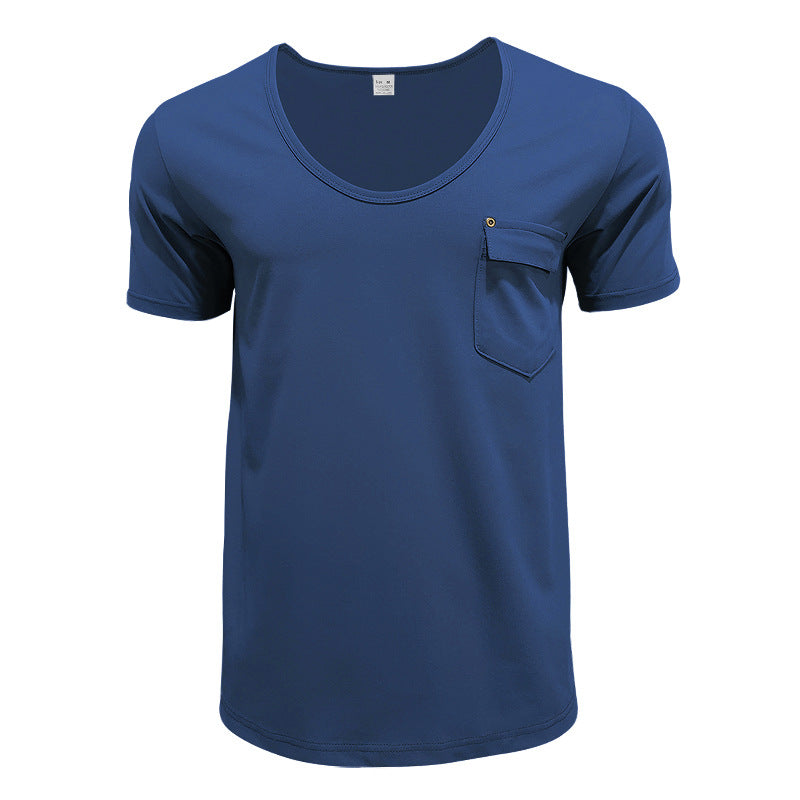 Herren T-Shirt V-Ausschnitt mit Brusttasche Casual Berlin