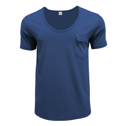 Herren T-Shirt V-Ausschnitt mit Brusttasche Casual Berlin