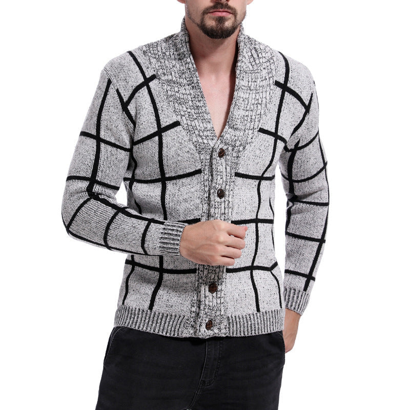 Herren Strickjacke Karomuster Elegantes Design Modern