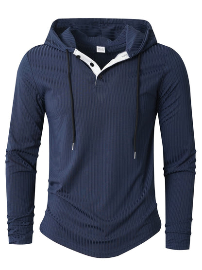 Herren Hoodie Langarm Sportlich Strukturiert Grau
