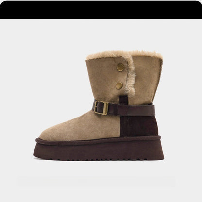 Damen Winterstiefel Warm Kuschelig mit Fellinnensohle