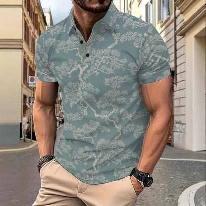 Herren Polohemd Kurzarm Floral Modern Style - BerlinGlamour