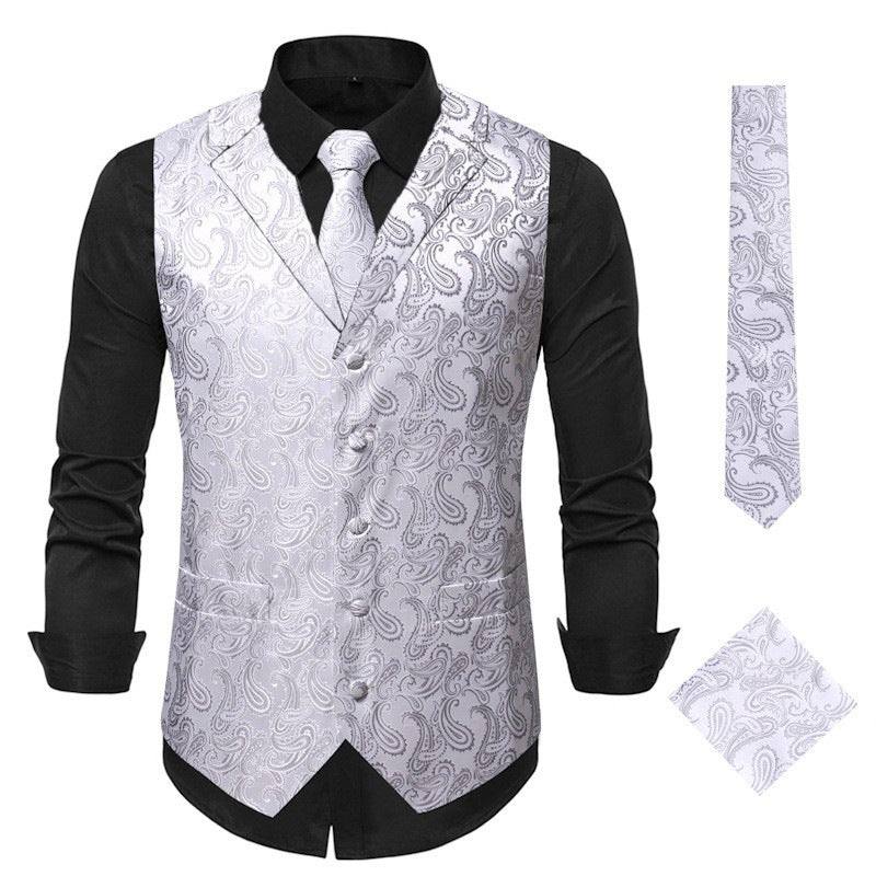 Elegante Herrenweste Paisley Muster Modern Schwarz