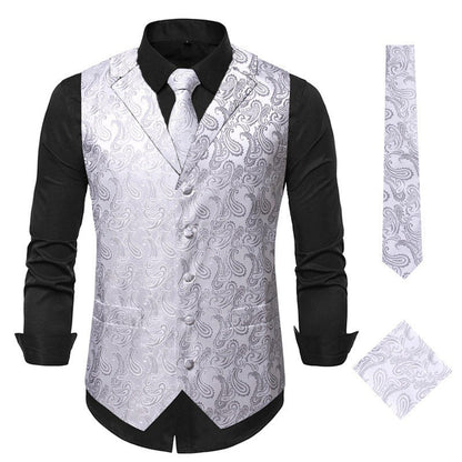 Elegante Herrenweste Paisley Muster Modern Schwarz