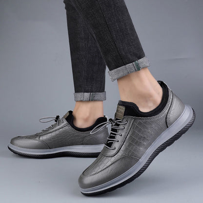 Herren Schnürschuhe Leder Krokodilmuster Elegant Schwarz