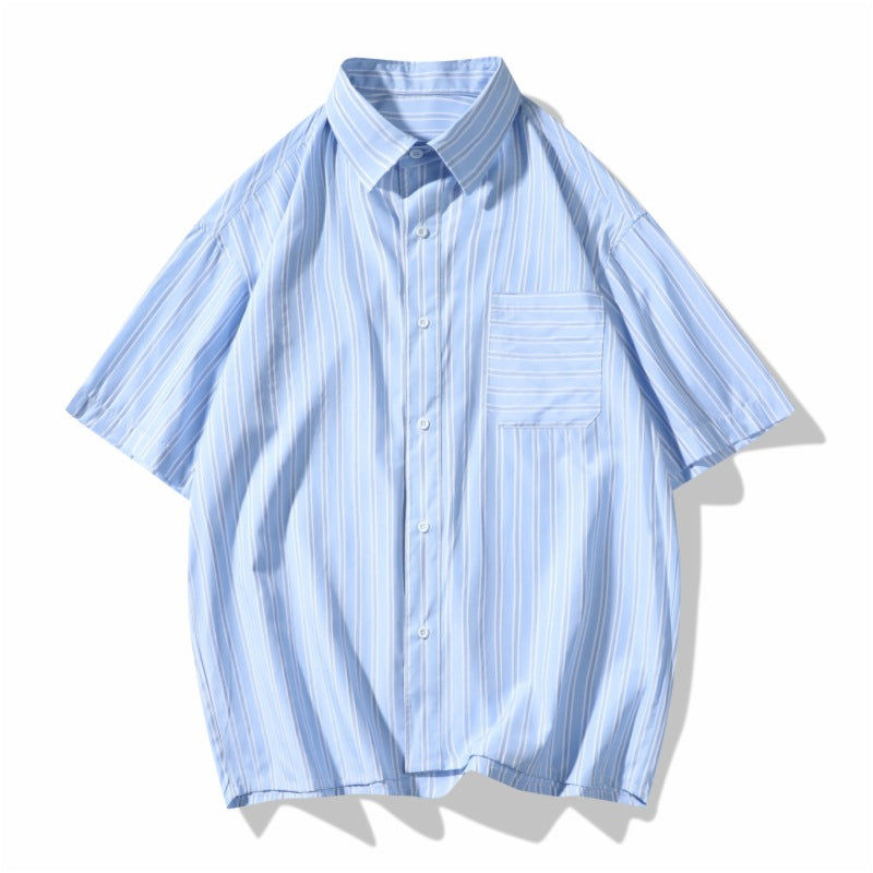 Herren Kurzarmhemd Streifen Hemd Modern Slimfit